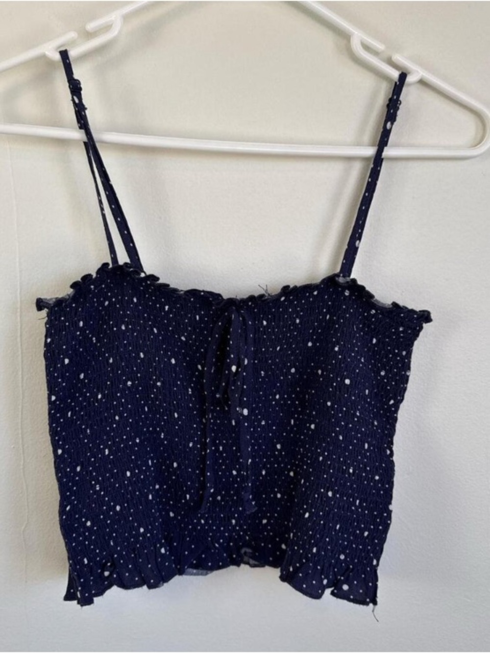 GAP Navy Spotted Smocked Cami with Adjustable Straps
